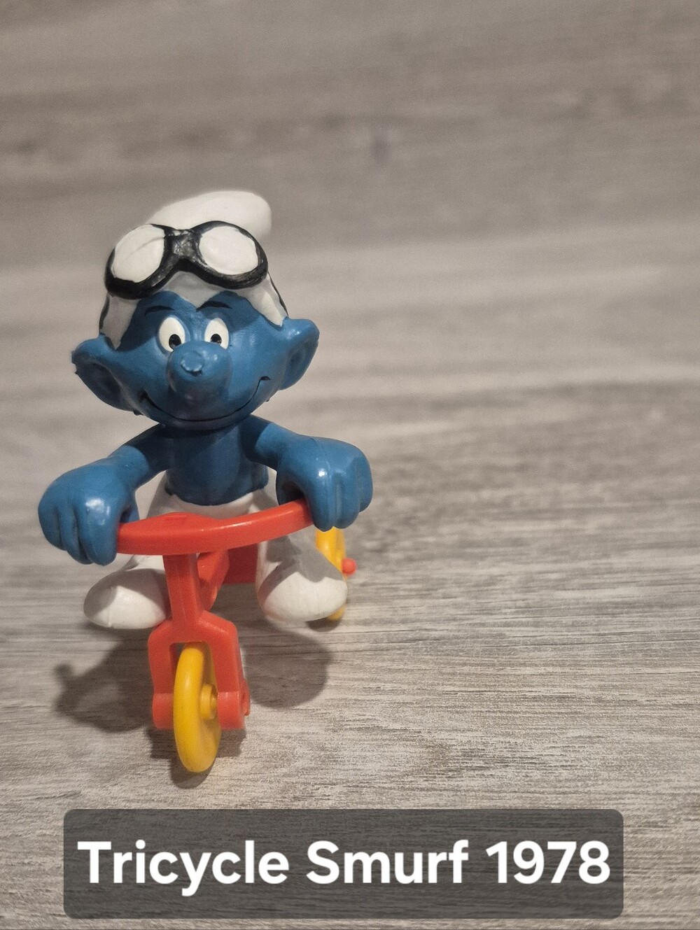 Vintage Tricycle Smurf Figurine